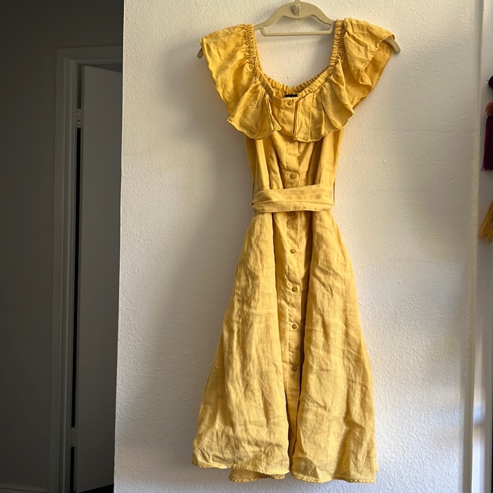 Zara yellow midi dress
